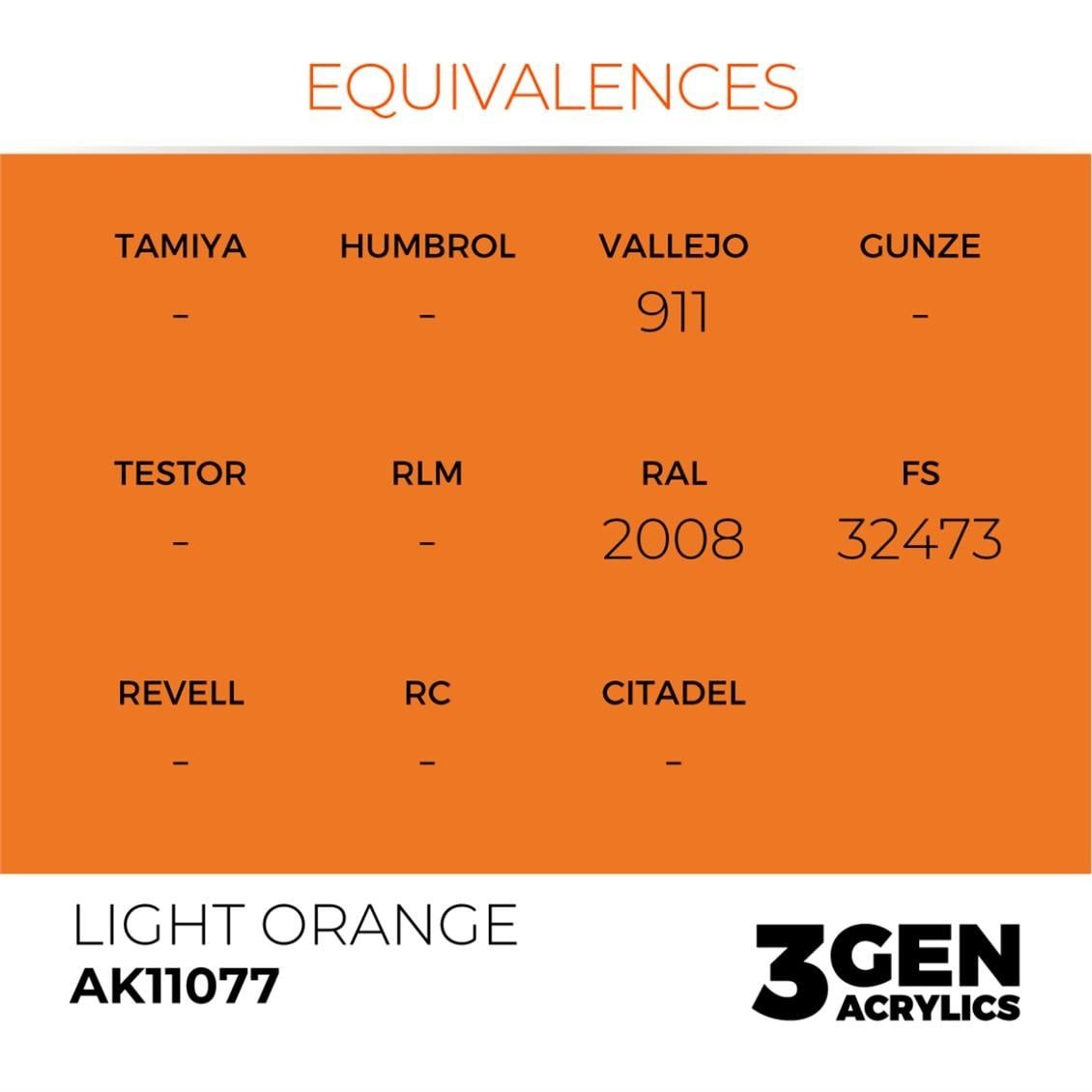 AK 11077 17 ml. Light Orange, 3GEN Akrilik Model Boyası