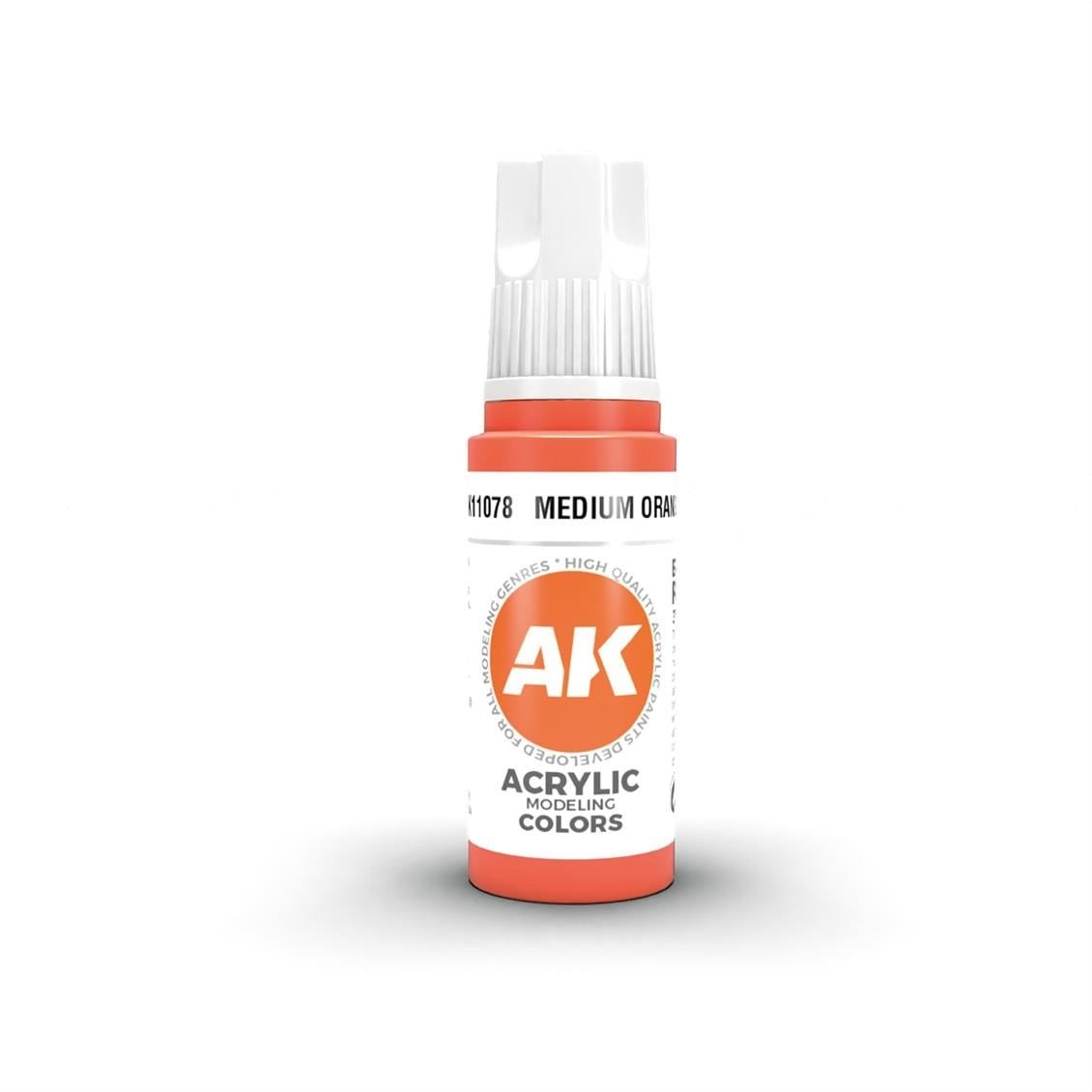 AK 11078 17 ml. Medium Orange, 3GEN Akrilik Model Boyası