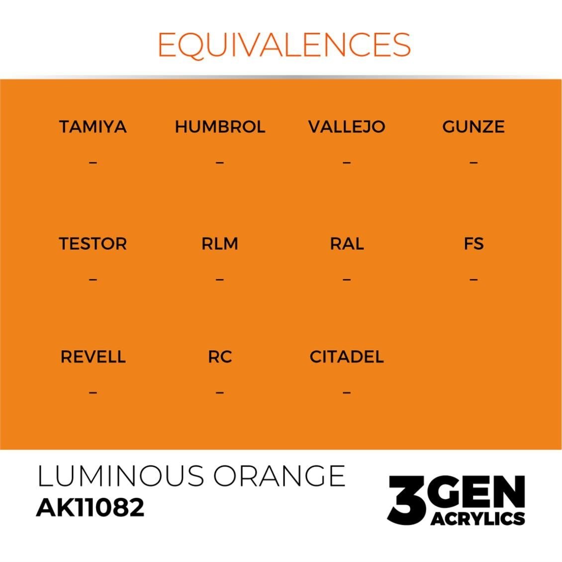 AK 11082 17 ml. Luminous Orange, 3GEN Akrilik Model Boyası