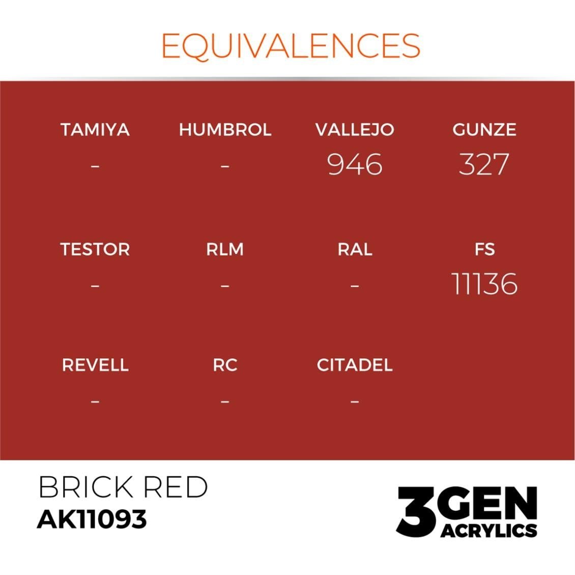 AK 11093 17 ml. Brick Red, 3GEN Akrilik Model Boyası