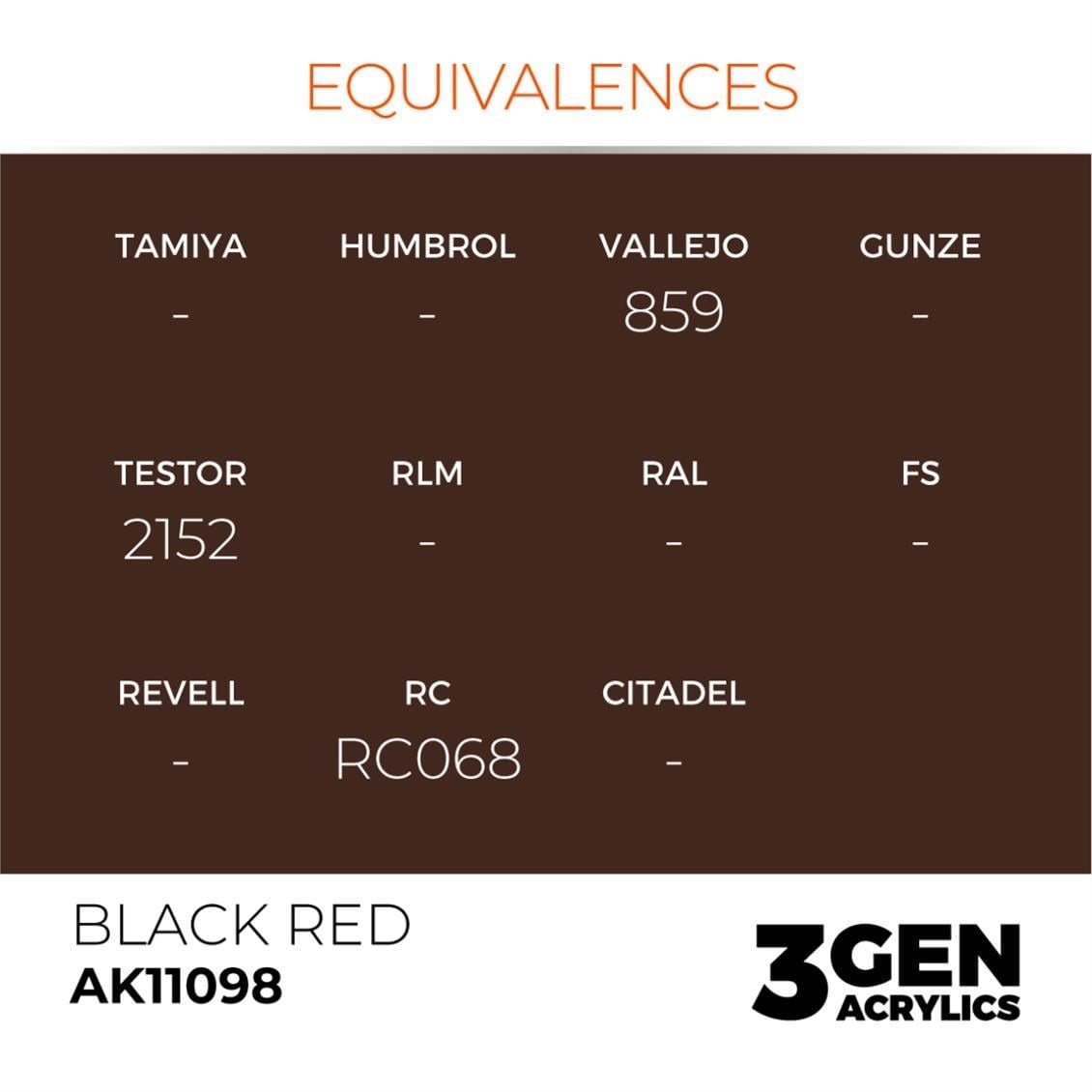 AK 11098 17 ml. Black Red, 3GEN Akrilik Model Boyası