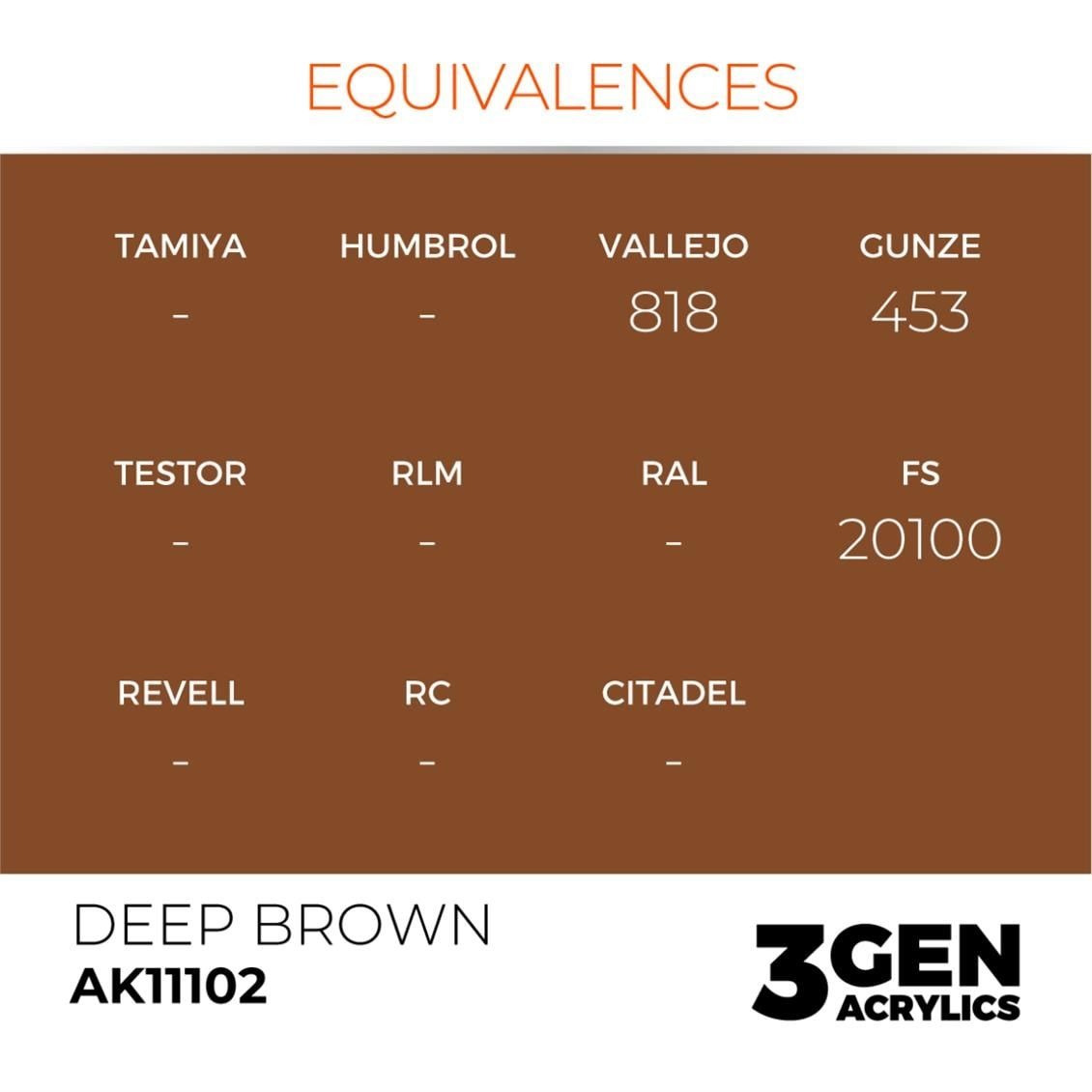 AK 11102 17 ml. Deep Brown, 3GEN Akrilik Model Boyası
