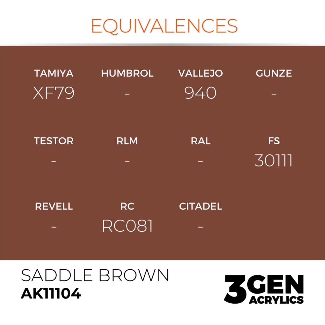 AK 11104 17 ml. Saddle Brown, 3GEN Akrilik Model Boyası