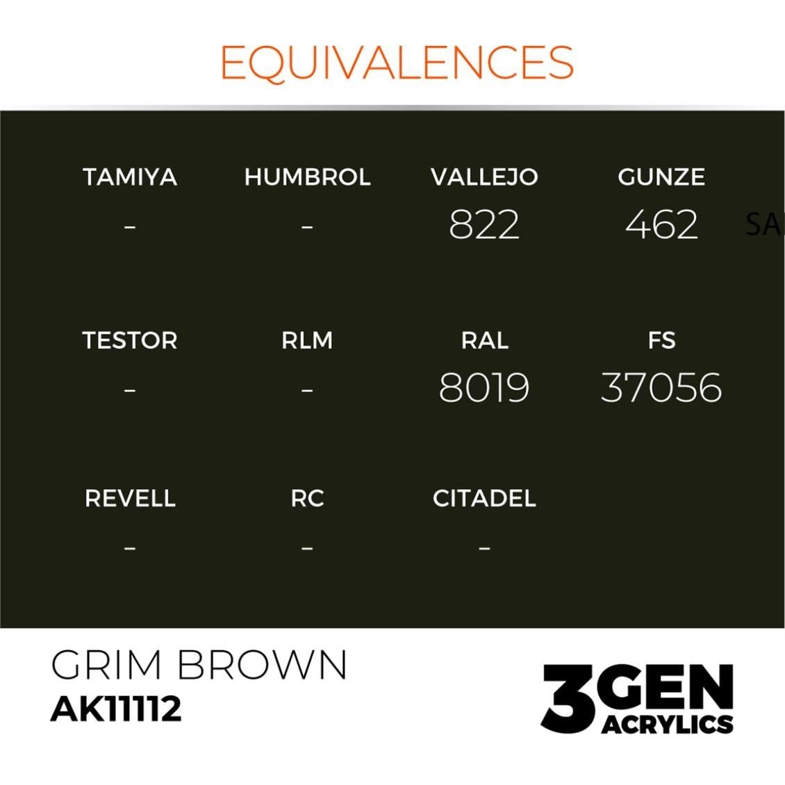 AK 11112 17 ml. Grim Brown, 3GEN Akrilik Model Boyası
