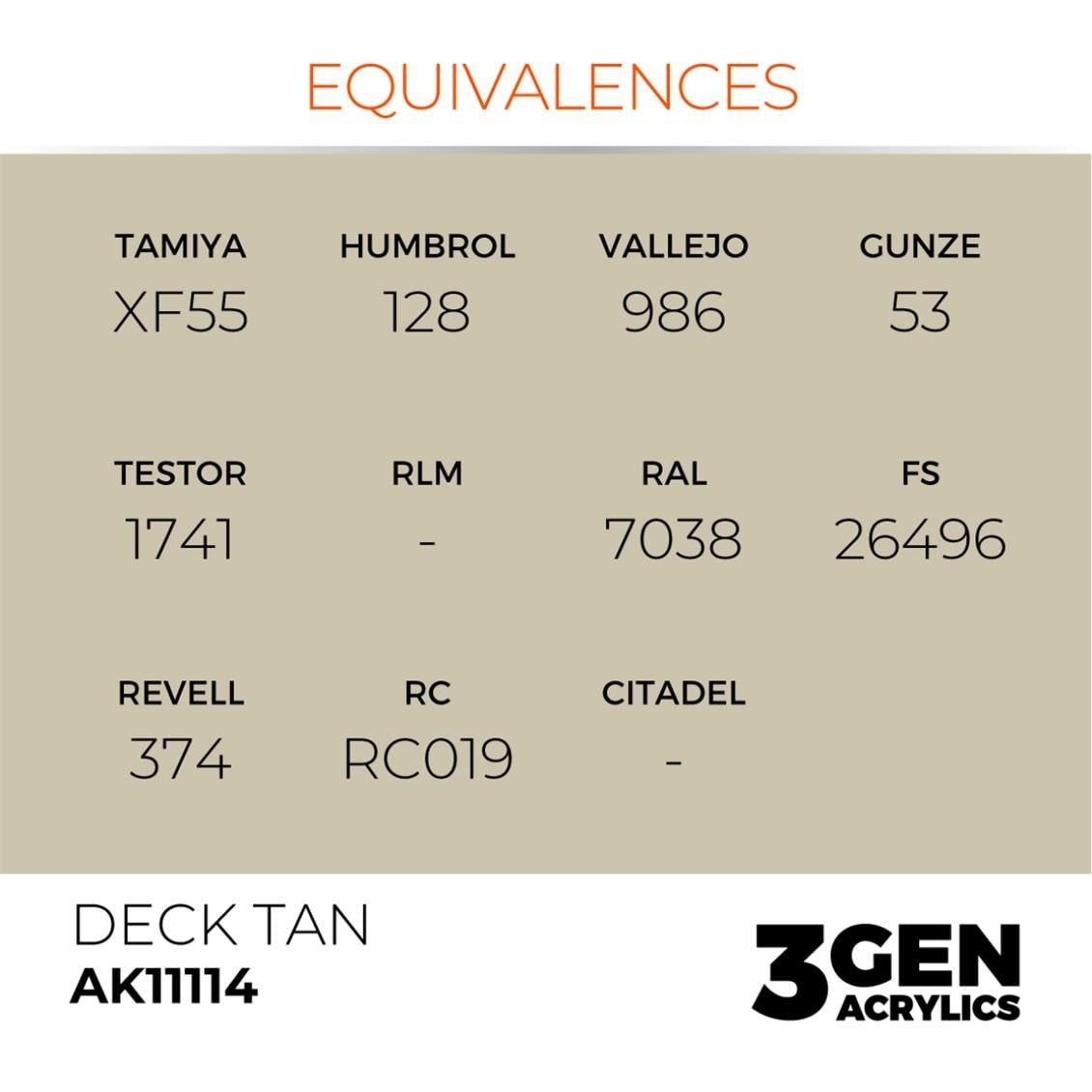 AK 11114 17 ml. Deck Tan, 3GEN Akrilik Model Boyası