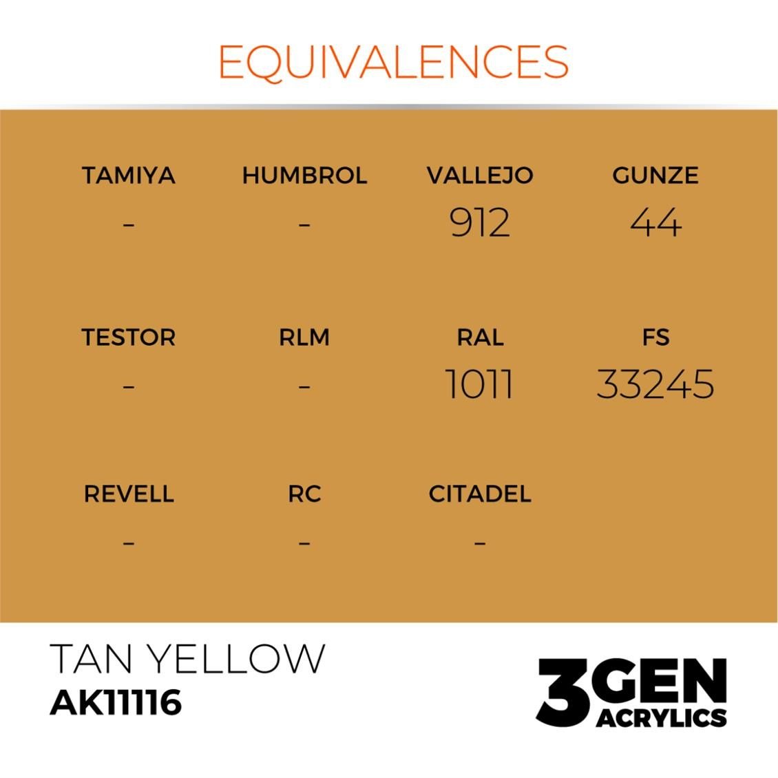 AK 11116 17 ml. Tan Yellow, 3GEN Akrilik Model Boyası