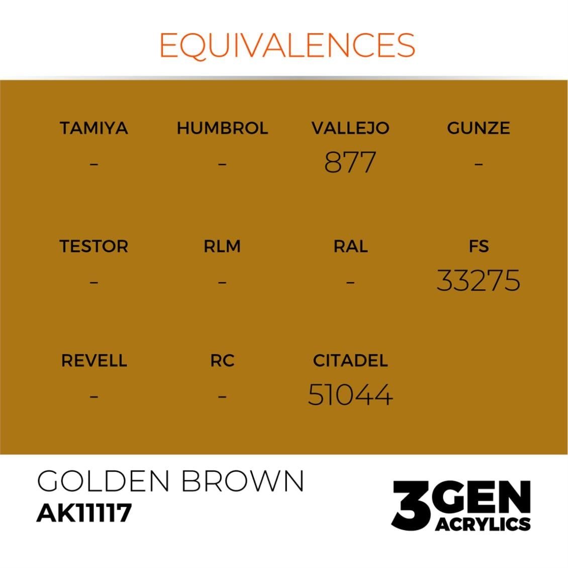 AK 11117 17 ml. Golden Brown, 3GEN Akrilik Model Boyası
