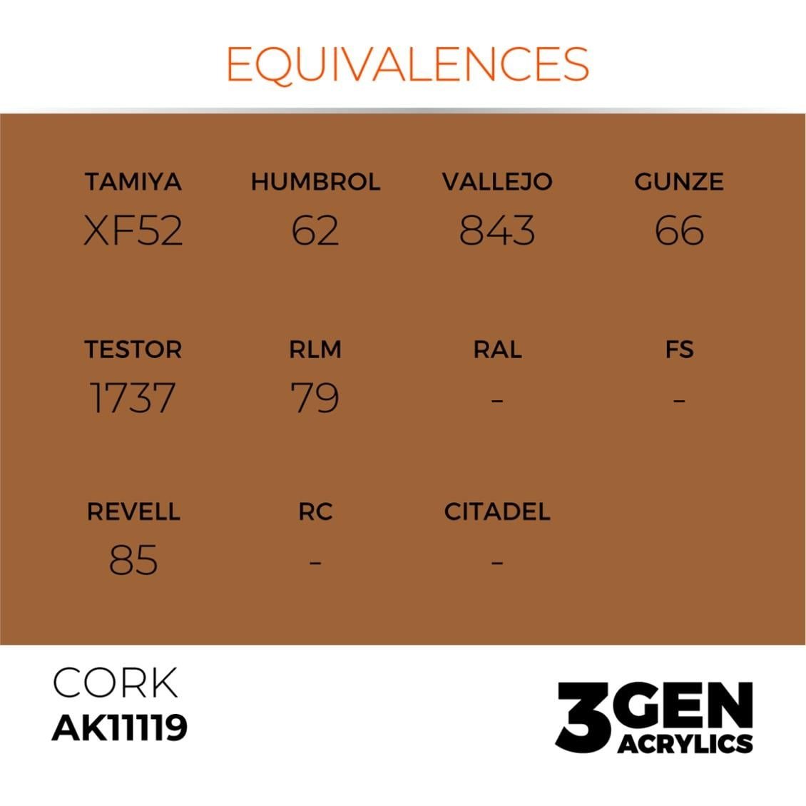 AK 11119 17 ml. Cork, 3GEN Akrilik Model Boyası