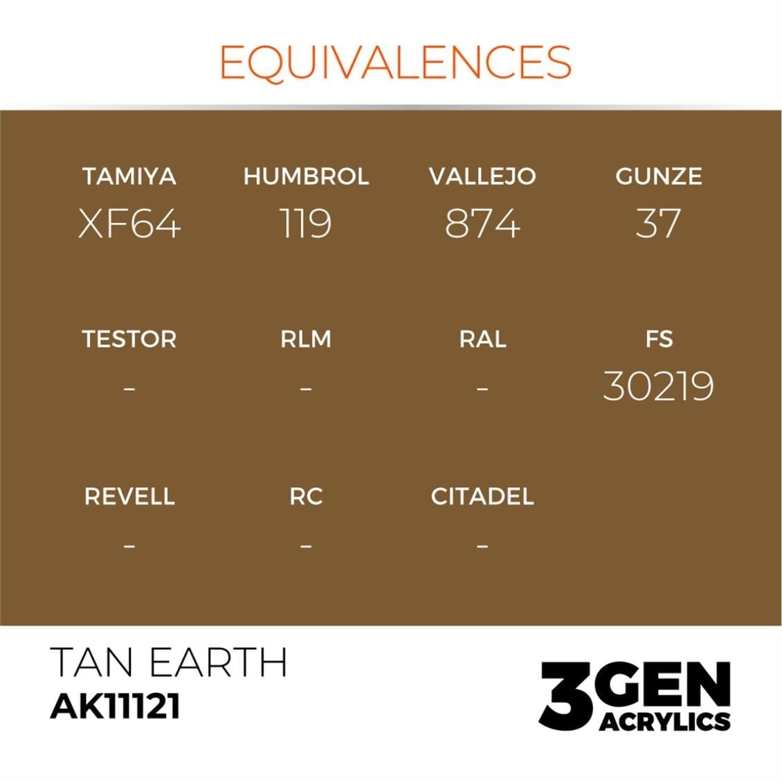 AK 11121 17 ml. Tan Earth, 3GEN Akrilik Model Boyası