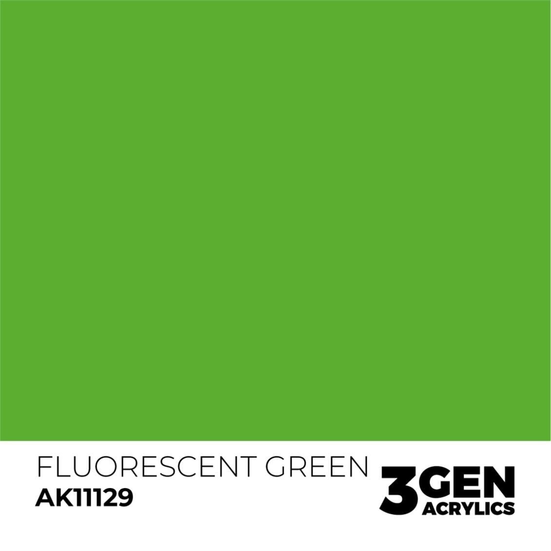 AK 11129 17 ml. Fluorescent Green, 3GEN Akrilik Model Boyası