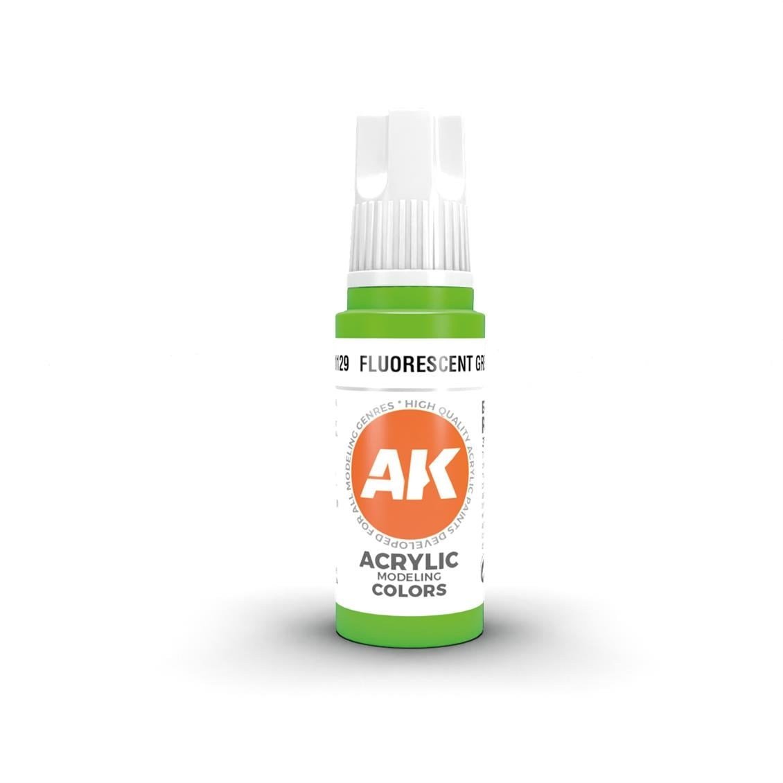 AK 11129 17 ml. Fluorescent Green, 3GEN Akrilik Model Boyası