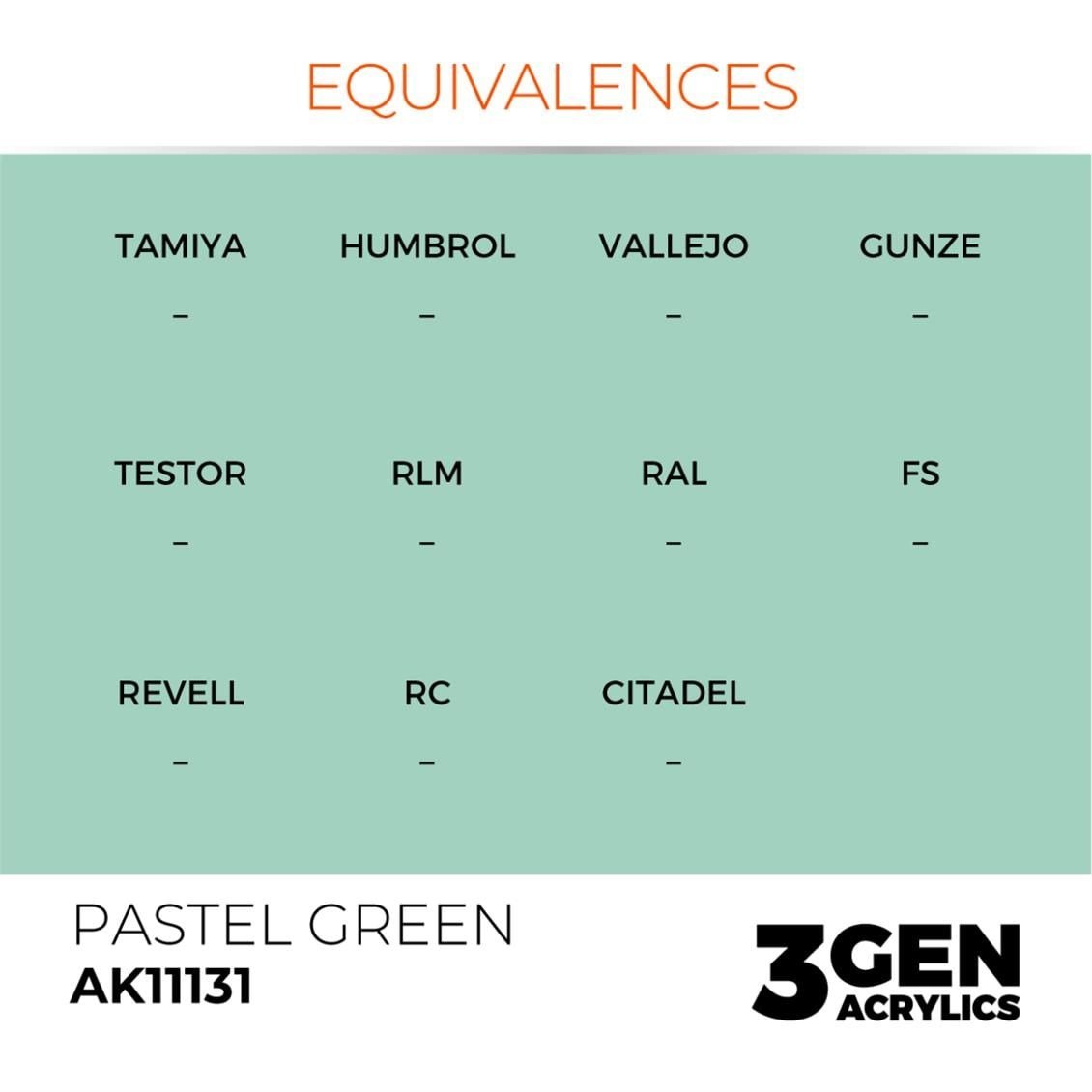 AK 11131 17 ml. Pastel Green, 3GEN Akrilik Model Boyası
