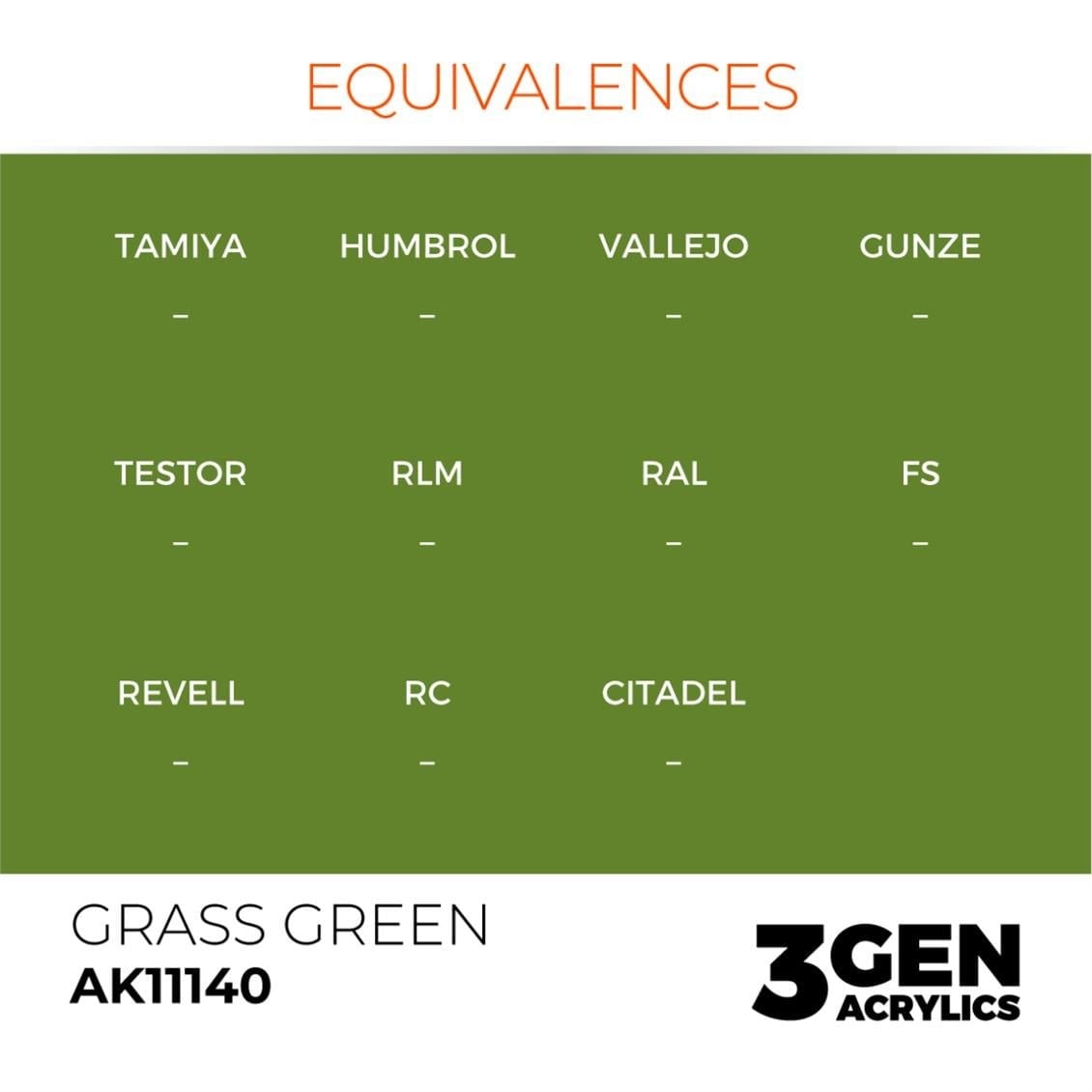 AK 11140 17 ml. Grass Green, 3GEN Akrilik Model Boyası
