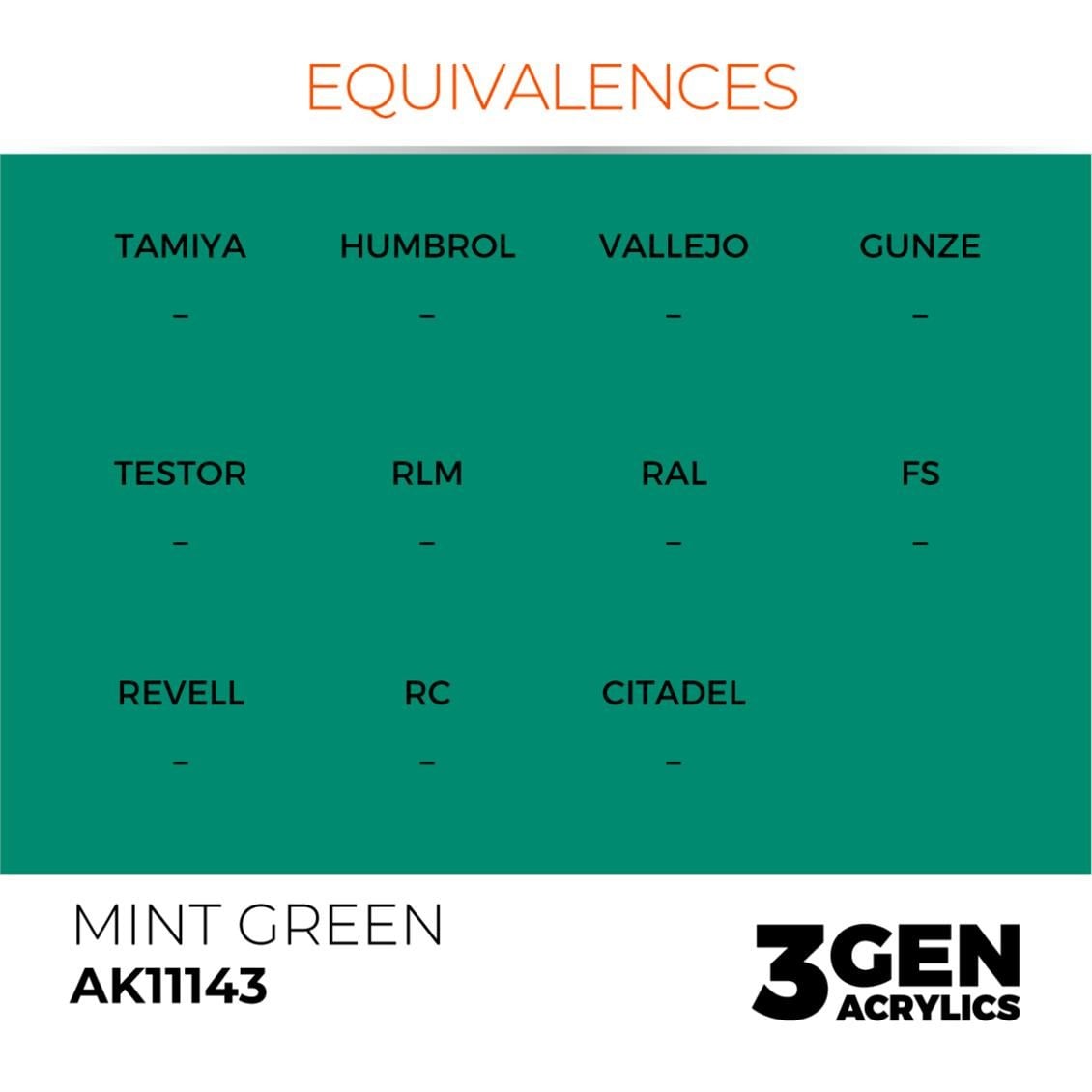 AK 11143 17 ml. Mint Green, 3GEN Akrilik Model Boyası