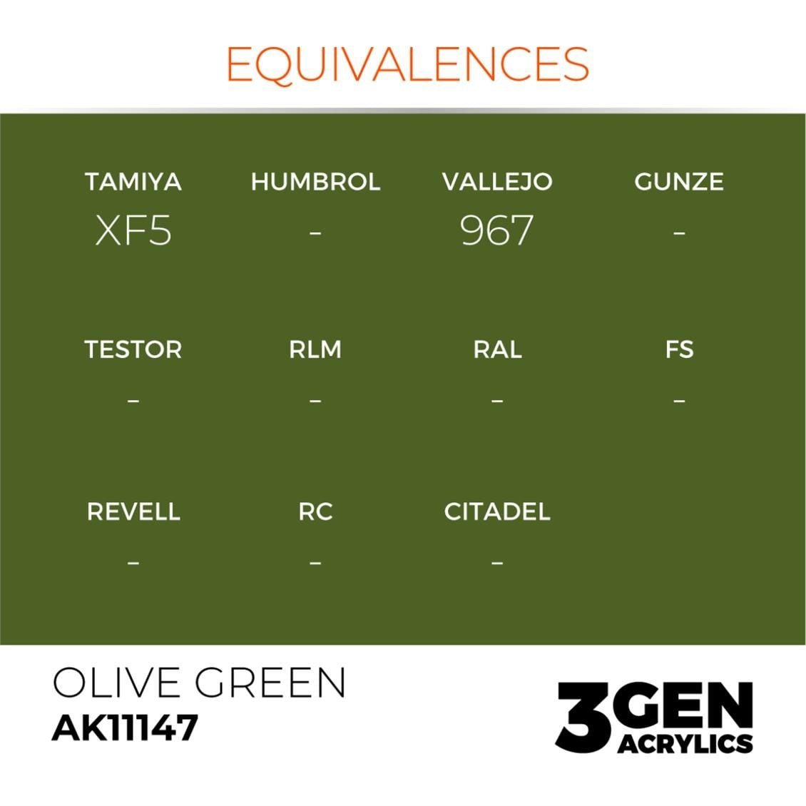 AK 11147 17 ml. Olive Green, 3GEN Akrilik Model Boyası