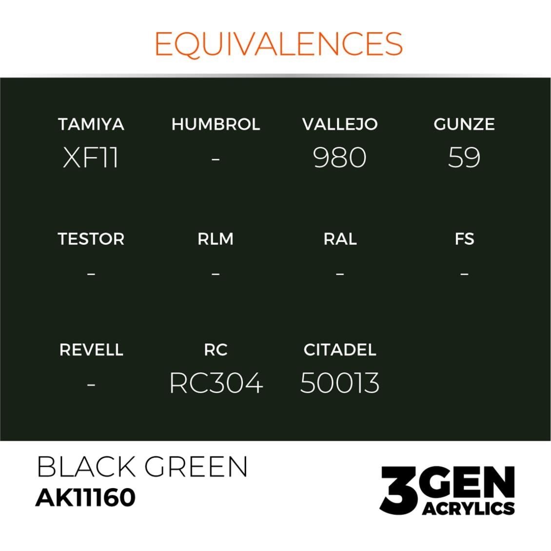 AK 11160 17 ml. Black Green, 3GEN Akrilik Model Boyası