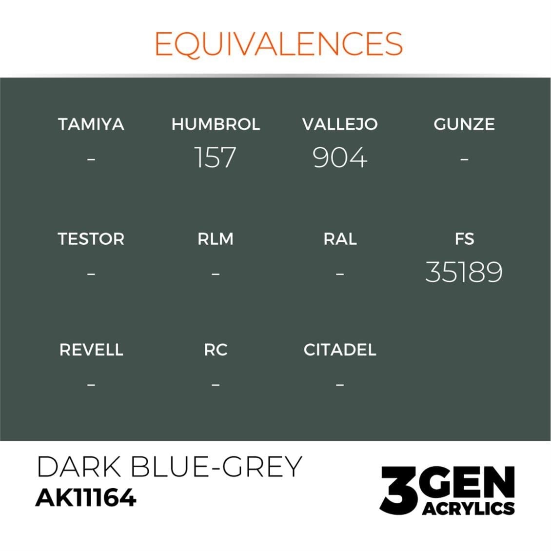 AK 11164 17 ml. Dark Blue-Grey, 3GEN Akrilik Model Boyası