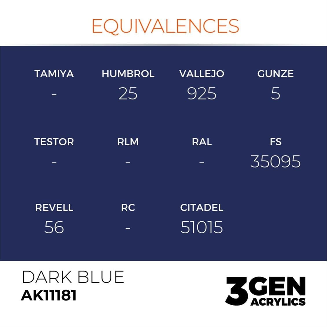AK 11181 17 ml. Dark Blue, 3GEN Akrilik Model Boyası