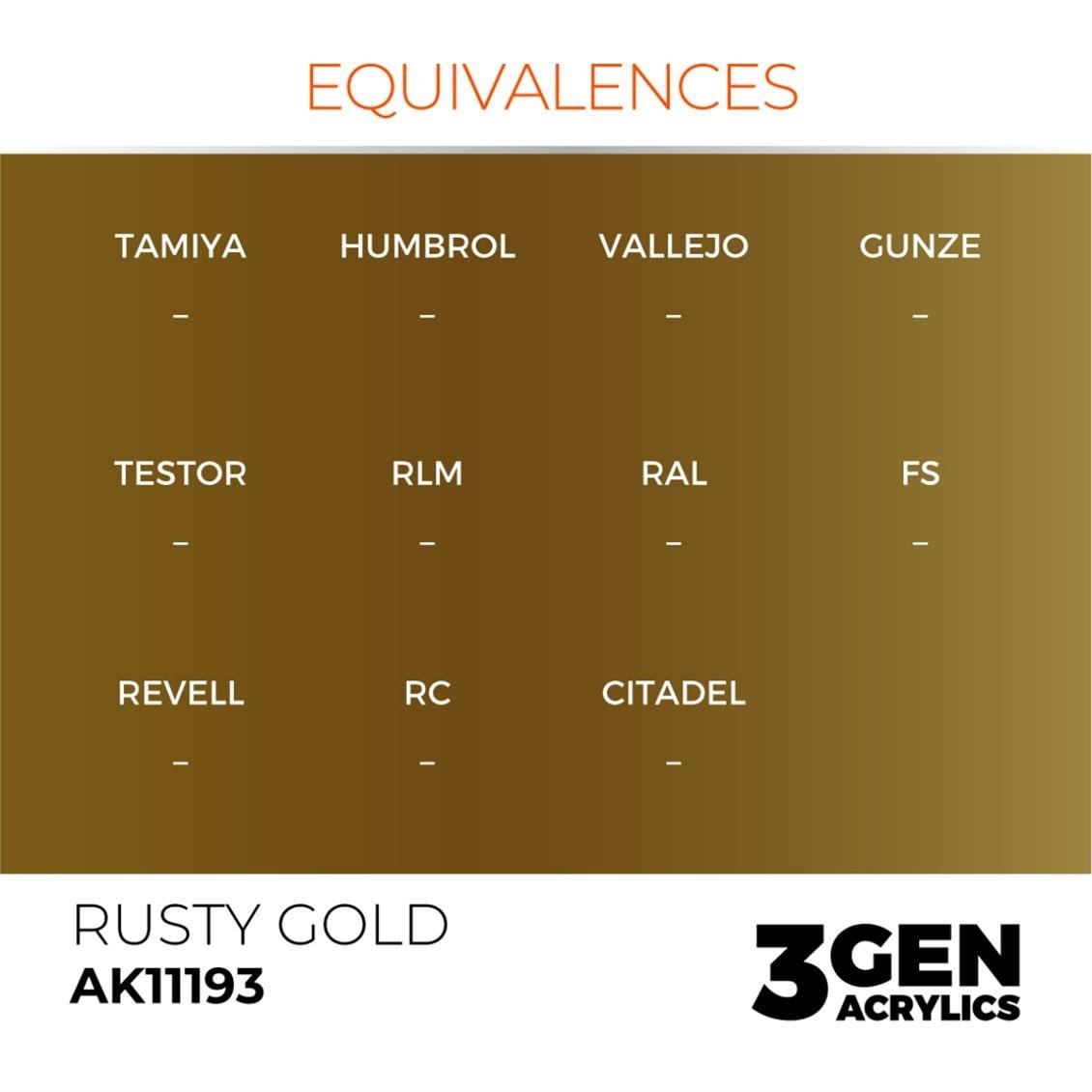 AK 11193 17 ml. Rusty Gold, 3GEN Akrilik Model Boyası