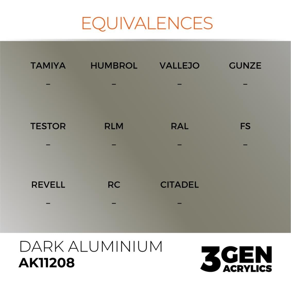 AK 11208 17 ml. Dark Aluminium, 3GEN Akrilik Model Boyası