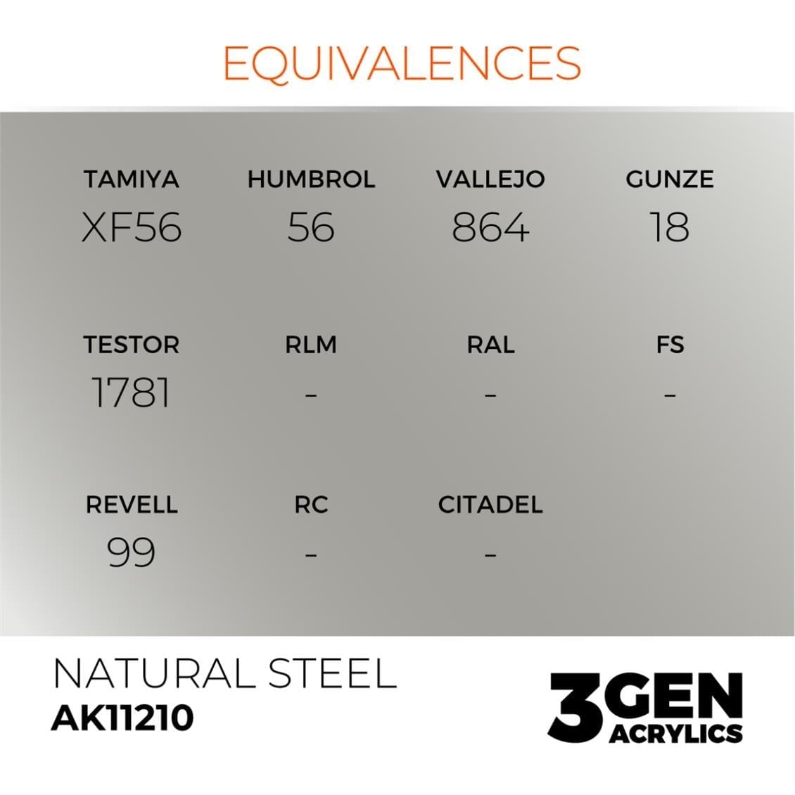 AK 11210 17 ml. Natural Steel, 3GEN Akrilik Model Boyası