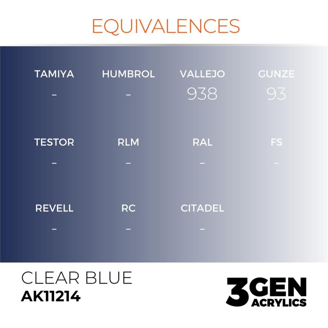 AK 11214 17 ml. Şeffaf Mavi, 3GEN Akrilik Model Boyası