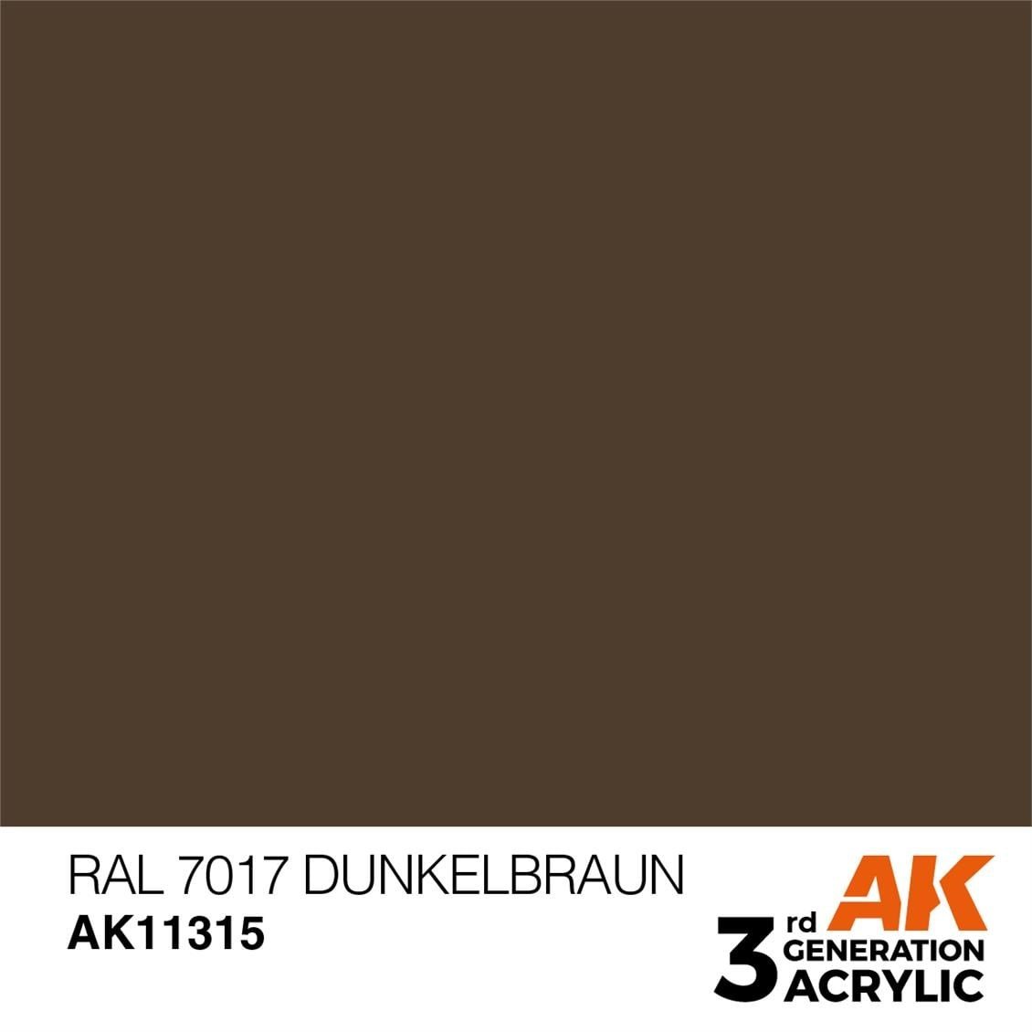 AK 11315 17 ml. RAL 7017 Dunkelbraun, AFV Serisi 3GEN Akrilik Model Boyası
