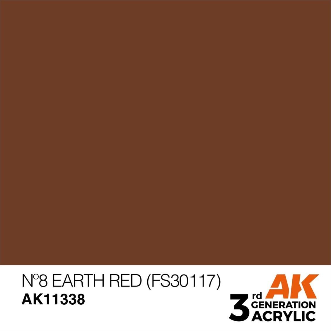 AK 11338 17 ml. Nº8 Earth Red (FS30117), AFV Serisi 3GEN Akrilik Model Boyası
