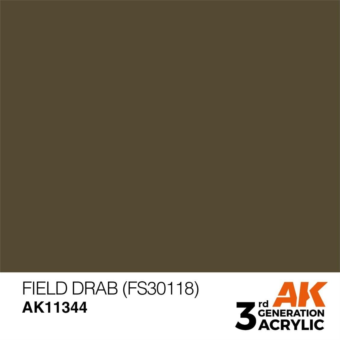 AK 11344 17 ml. Field Drab (FS30118), AFV Serisi 3GEN Akrilik Model Boyası