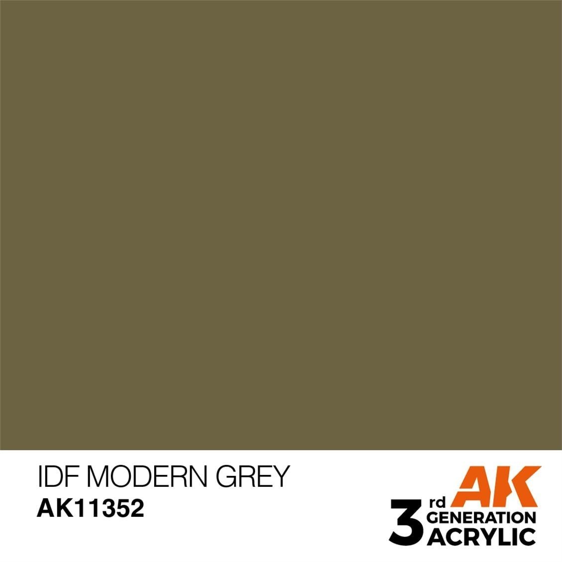 AK 11352 17 ml. IDF Modern Grey, AFV Serisi 3GEN Akrilik Model Boyası