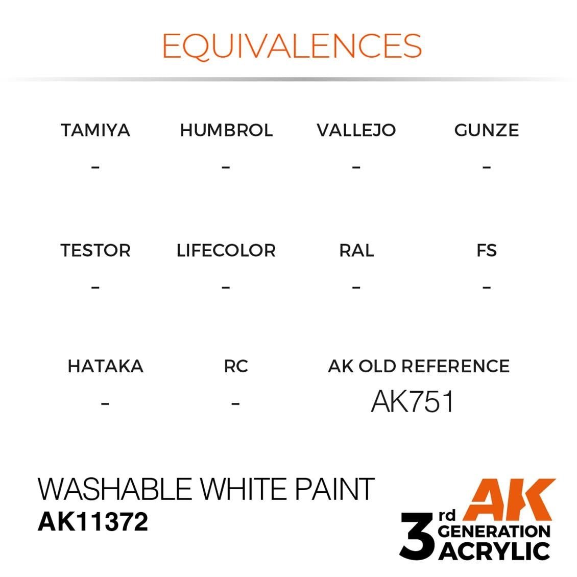 AK 11372 17 ml. Washable White Paint, AFV Serisi 3GEN Akrilik Model Boyası