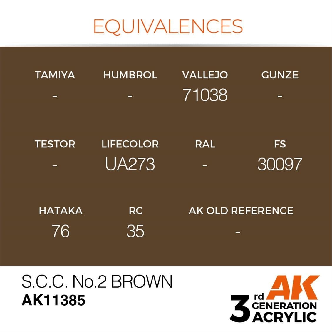 AK 11385 17 ml. S.C.C. No.2 Brown, AFV Serisi 3GEN Akrilik Model Boyası