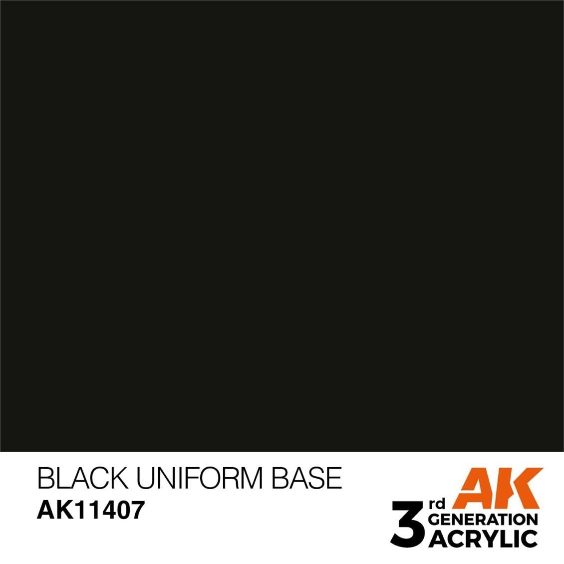AK 11407 17 ml. Black Uniform Base, Figür Serisi 3GEN Akrilik Model Boyası
