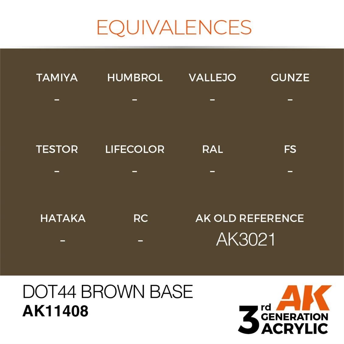 AK 11408 17 ml. Dot44 Brown Base, Figür Serisi 3GEN Akrilik Model Boyası
