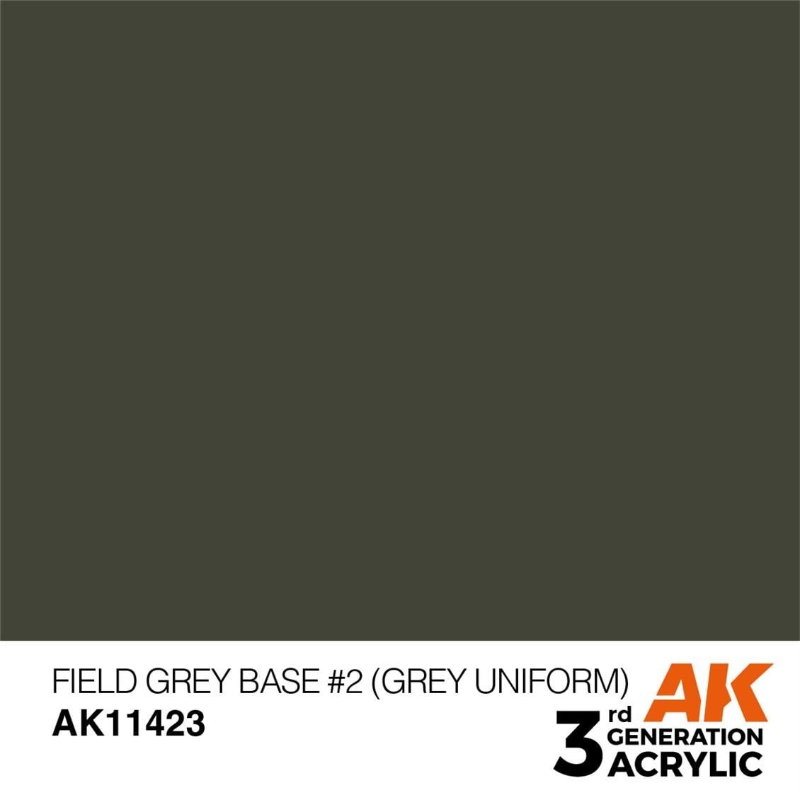 AK 11423 17 ml. Field Grey Base #2 (Grey Uniform), Figür Serisi 3GEN Akrilik Model Boyası