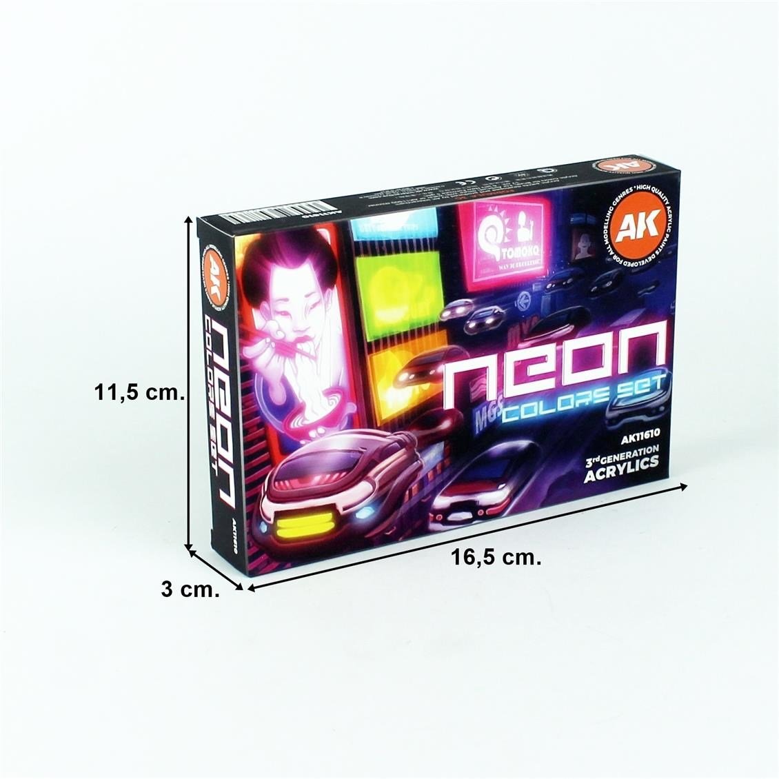 AK 11610 6x17 ml. Neon Renkleri, Akrilik 3GEN Model Boyası Seti