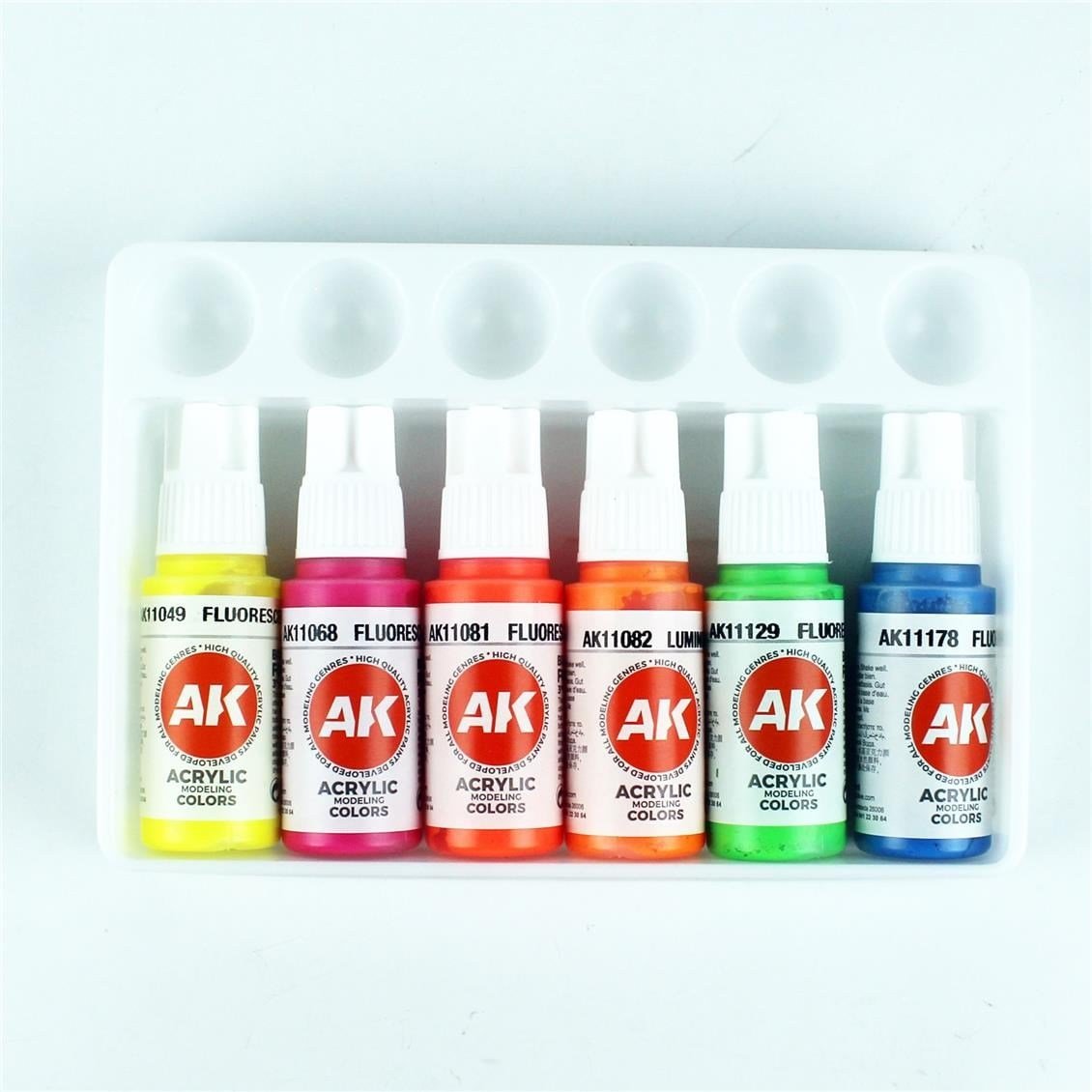 AK 11610 6x17 ml. Neon Renkleri, Akrilik 3GEN Model Boyası Seti