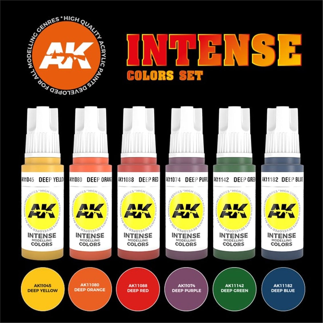 AK 11612 6x17 ml. Yoğun Renkler, Akrilik 3GEN Model Boyası Seti