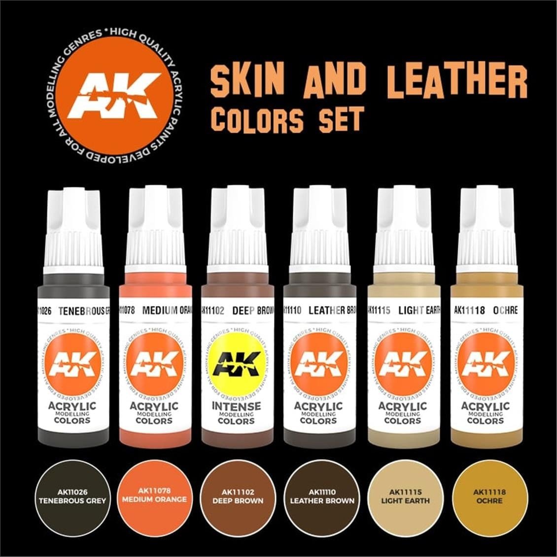 AK 11613 6x17 ml. İnsan Teni ve Deri Eşyalar, Figürler için Akrilik 3GEN Model Boyası Seti