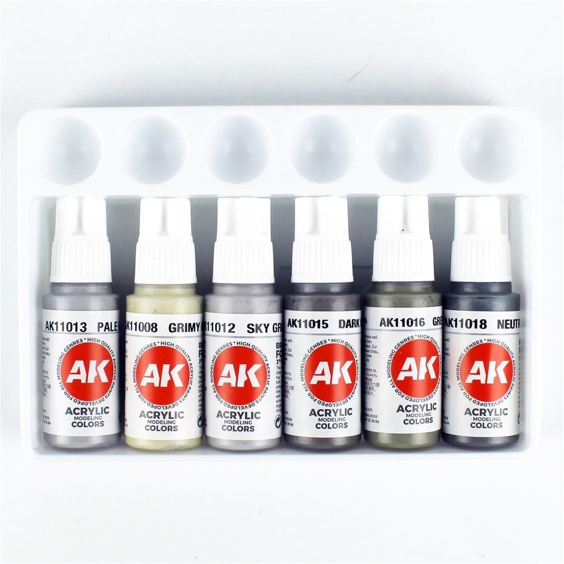 AK 11614 6x17 ml. Uzay Araçları Gri Tonları, Akrilik 3GEN Model Boyası Seti