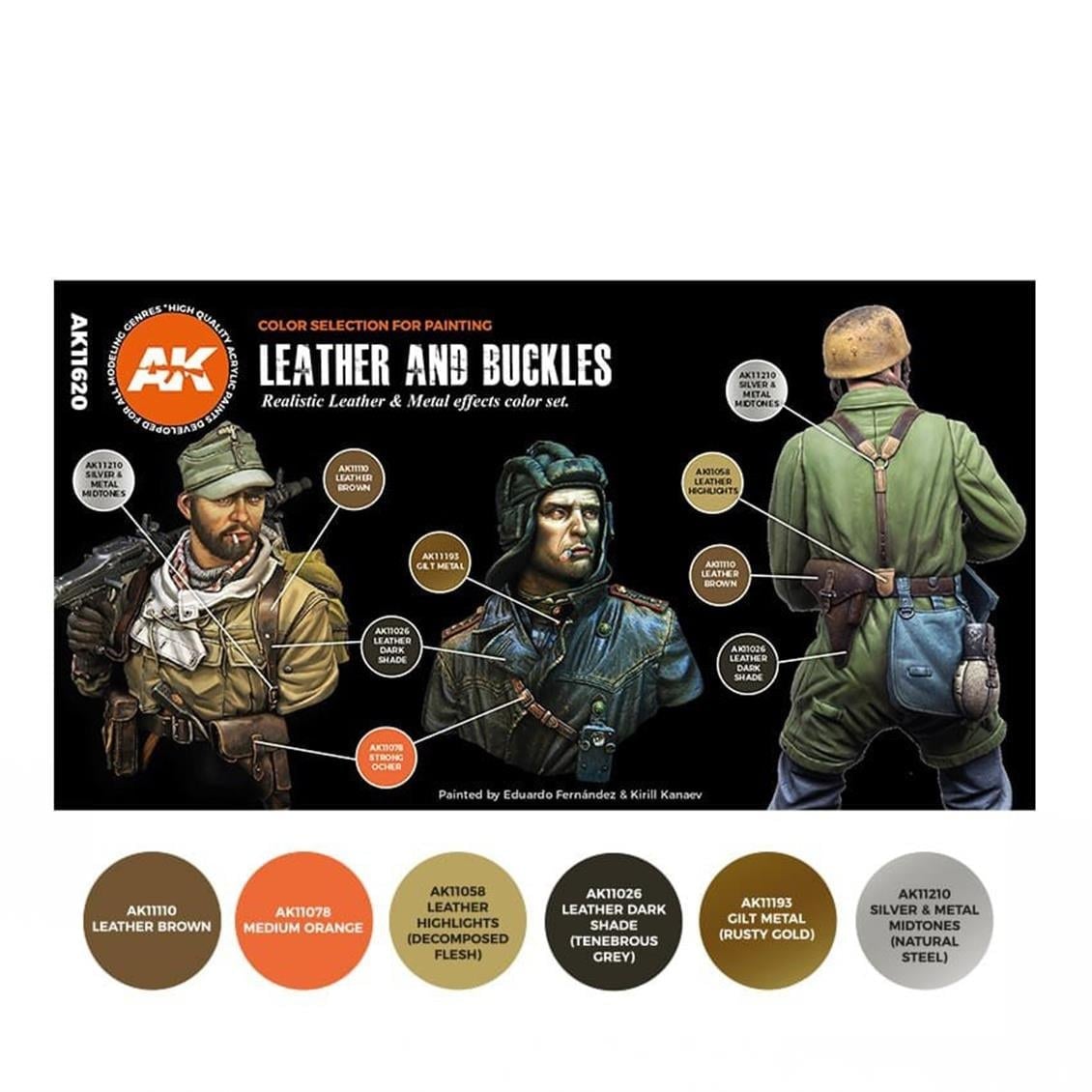 AK 11620 6x17 ml. Deri,Toka ve Ayakkabı Boyaları, Akrilik 3GEN Model Boyası Seti