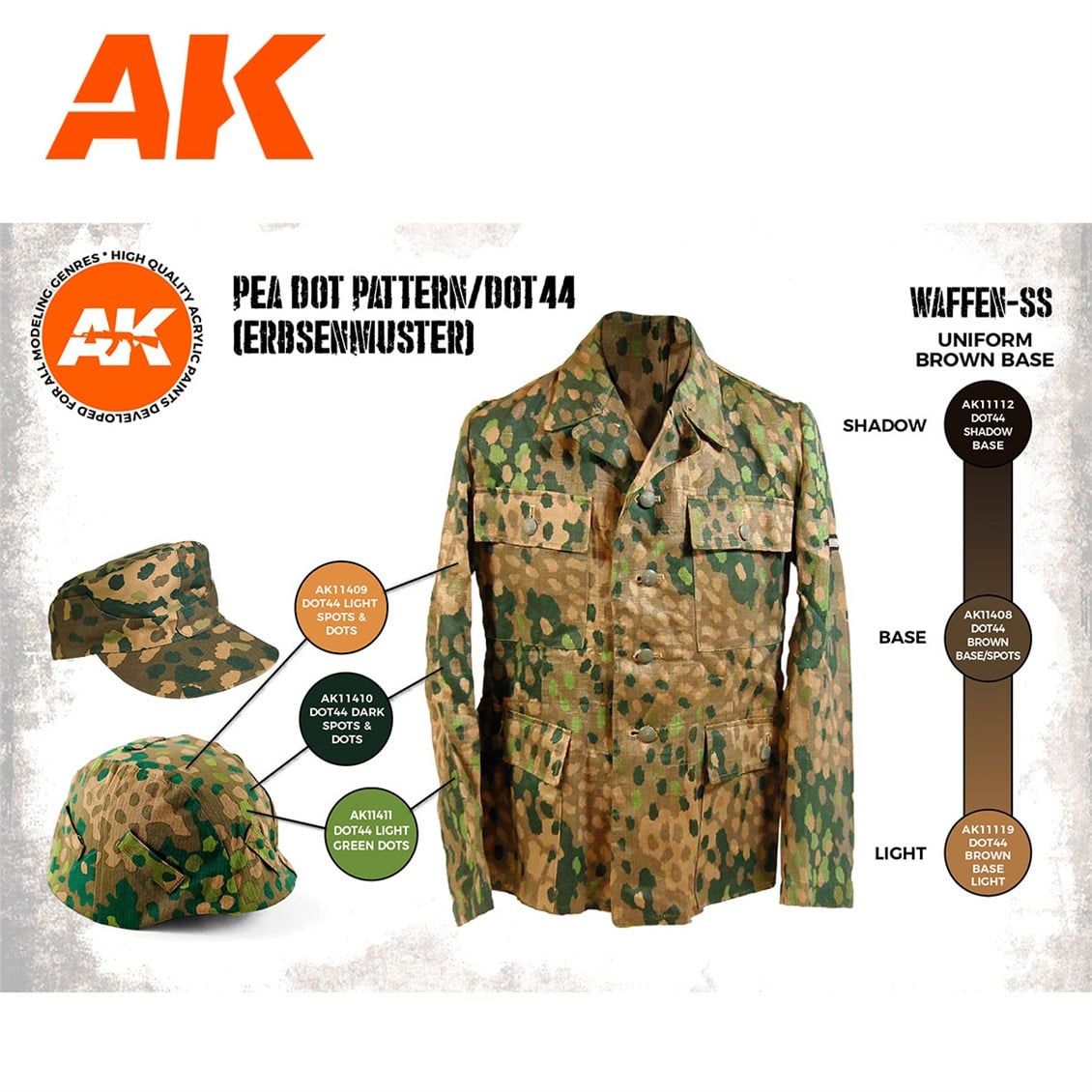 AK 11623 6x17 ml. Nokta Desenli (DOT44) Uniformalar, Akrilik 3GEN Model Boyası Seti