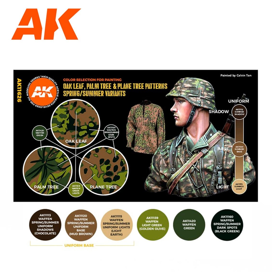 AK 11626 6 x17 ml. Meşe, Palmiye ve Çınar Yaprağı, Sonbahar-Kış Desenli Uniformalar, Akrilik 3GEN Model Boyası Seti