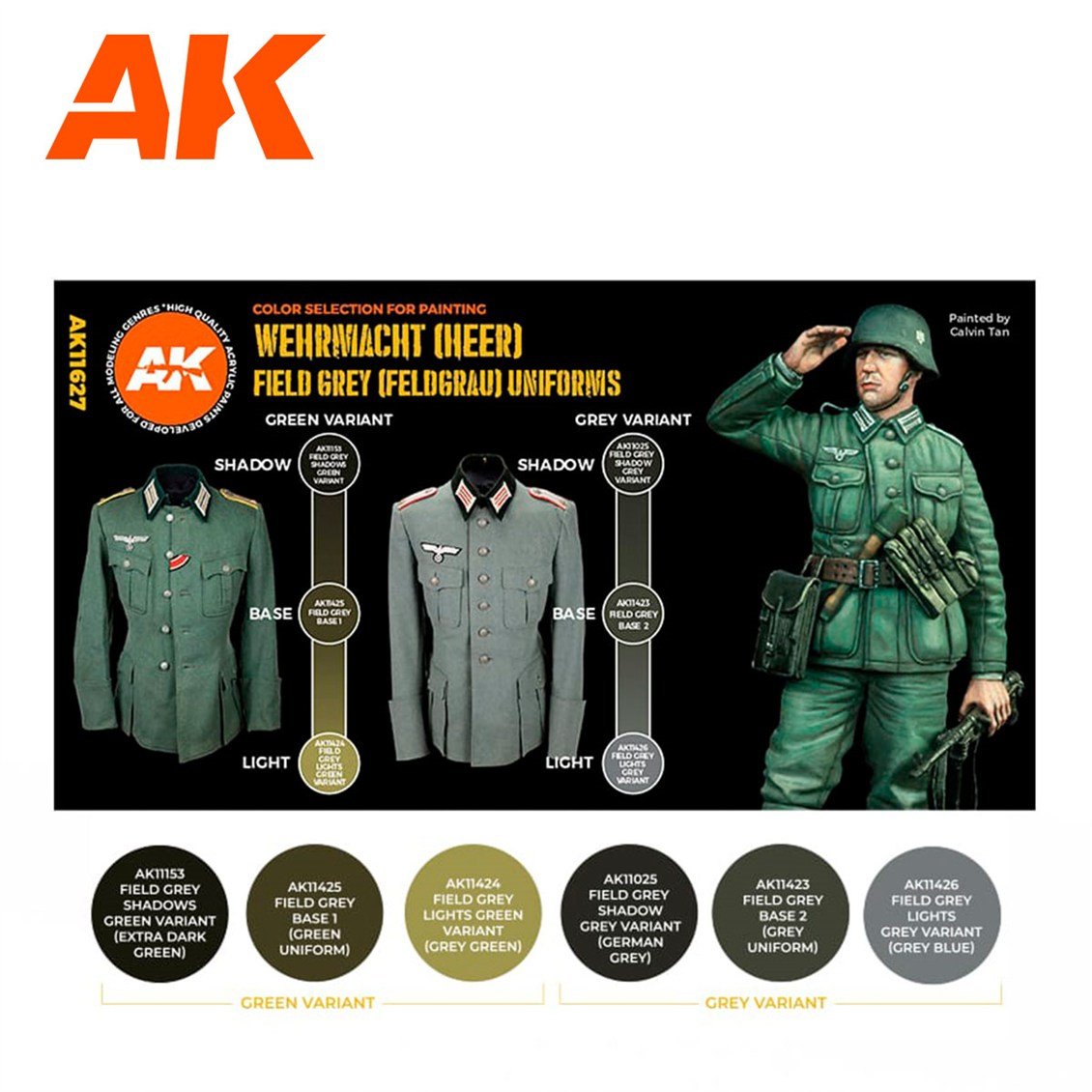AK 11627 6 x17 ml. Alman Grisi Uniformalar, Akrilik 3GEN Model Boyası Seti