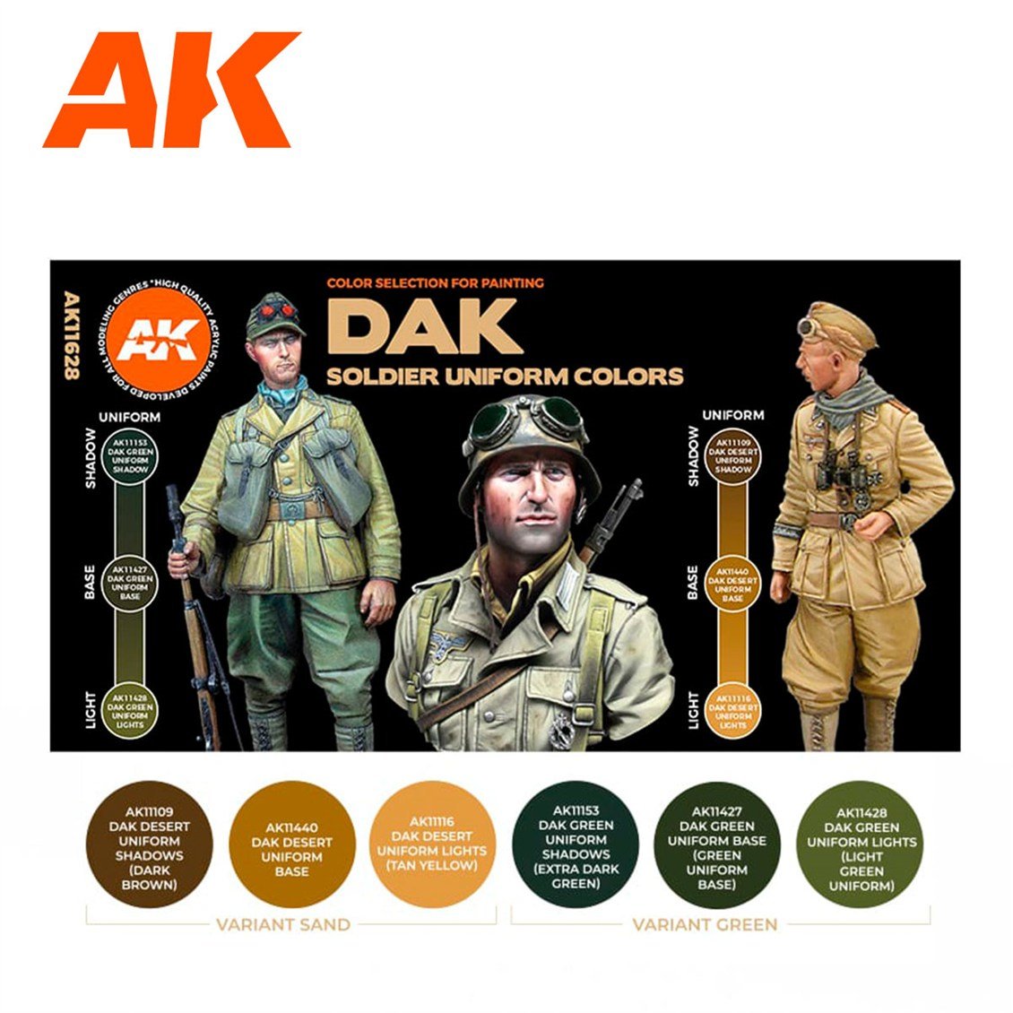 AK 11628 6x17 ml. DAK Asker Uniforması, Akrilik 3GEN Model Boyası Seti