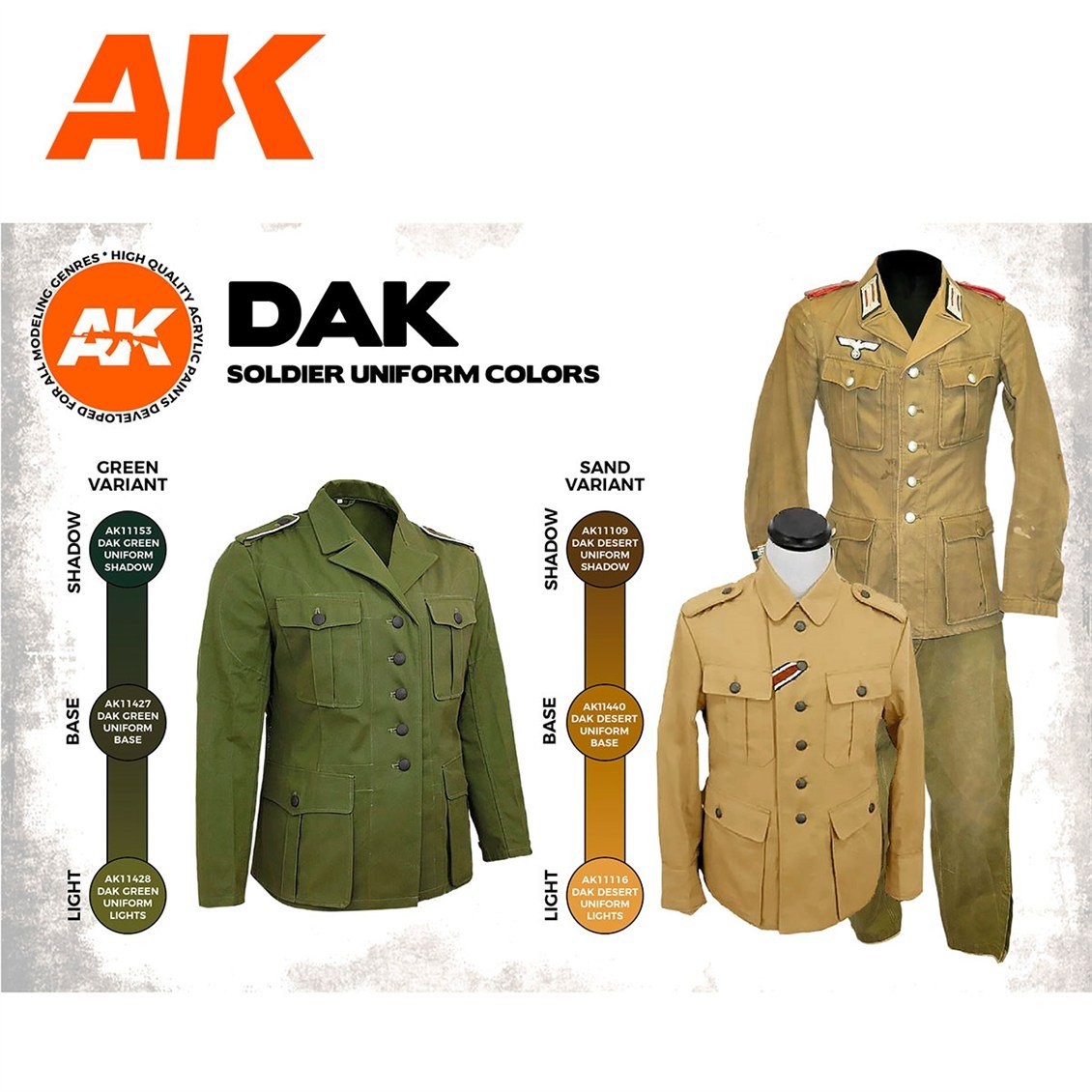 AK 11628 6x17 ml. DAK Asker Uniforması, Akrilik 3GEN Model Boyası Seti
