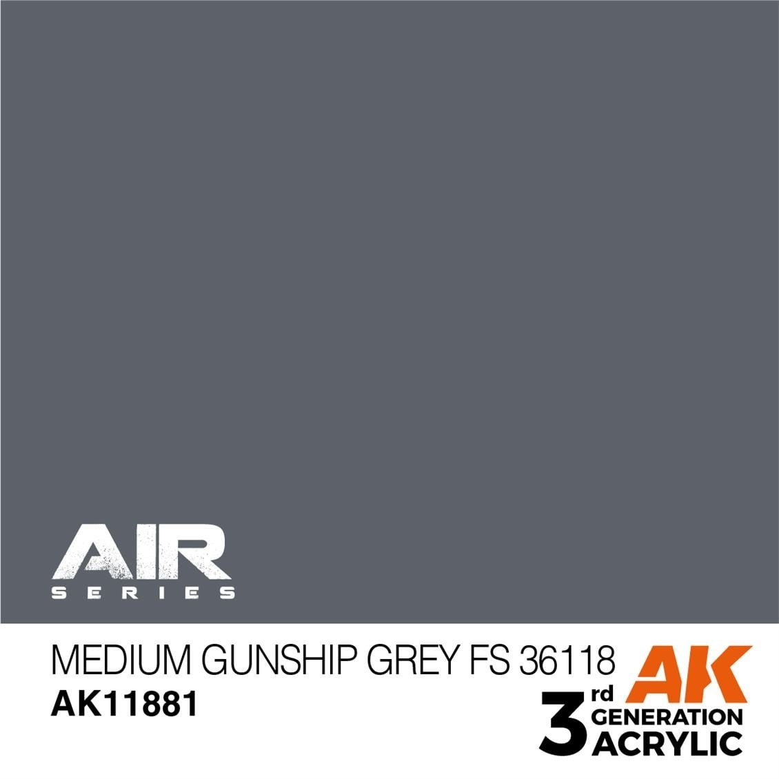 AK 11881 17 ml. Medium Gunship Grey FS 36118, Aircraft Serisi 3GEN Akrilik Model Boyası