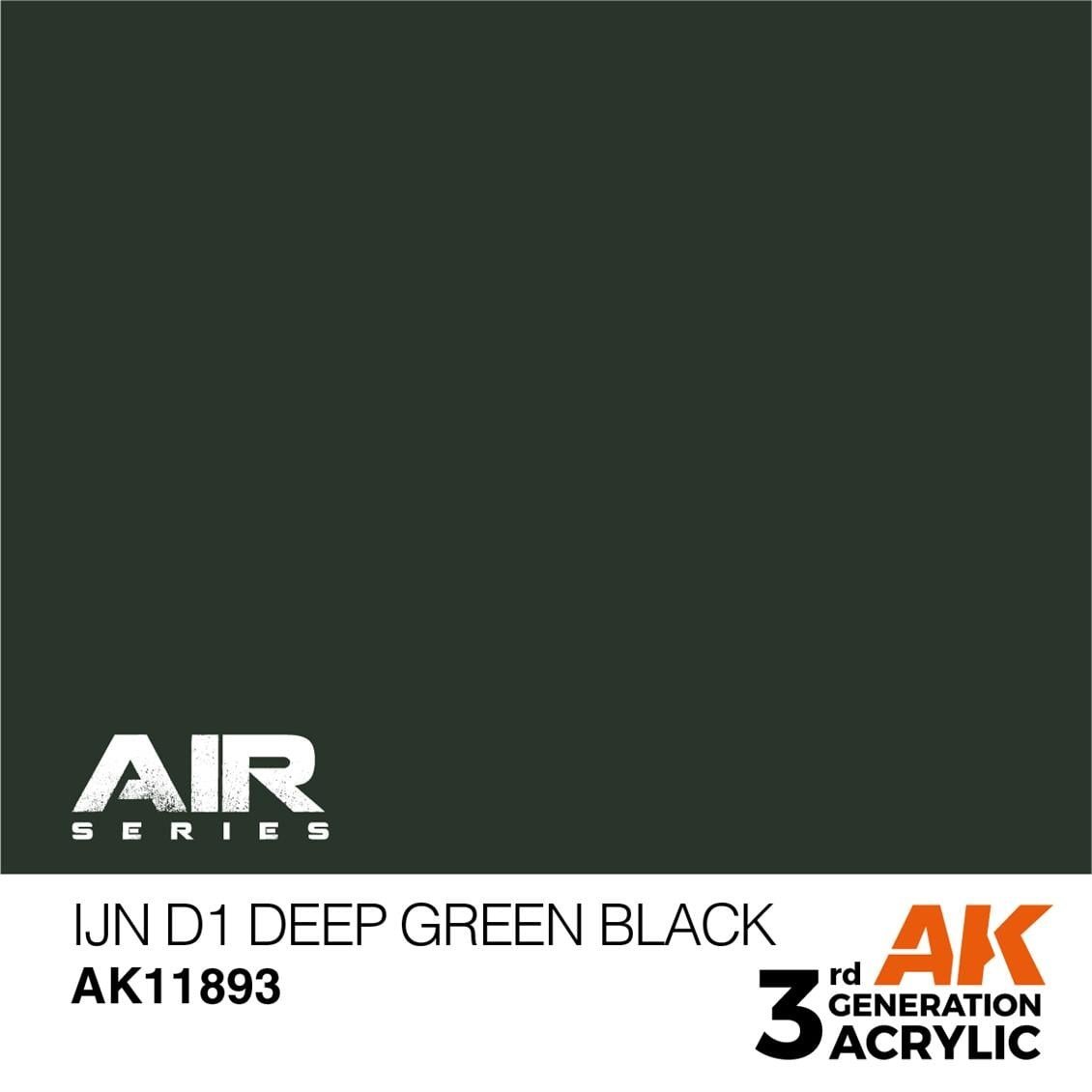 AK 11893 17 ml. IJN D1 Deep Green Black, Aircraft Serisi 3GEN Akrilik Model Boyası