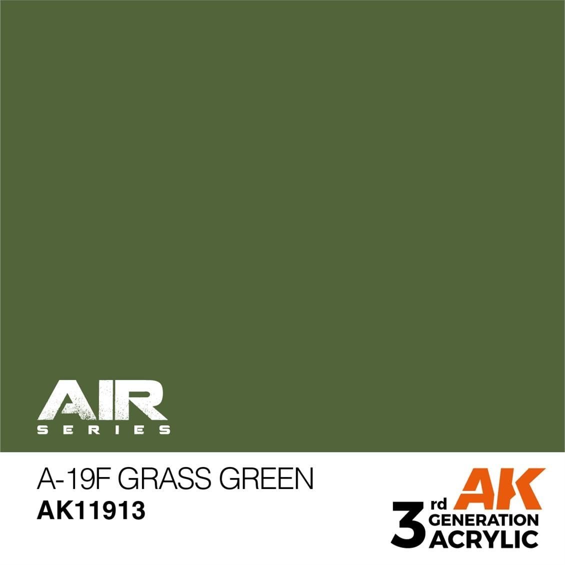 AK 11913 17 ml. A-19f Grass Green, Aircraft Serisi 3GEN Akrilik Model Boyası