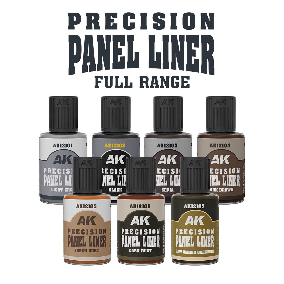 AK 12100 7x30 ml. Komple Paneliners Seti, Fırçalı Kapaklı, Enamel Boya Seti
